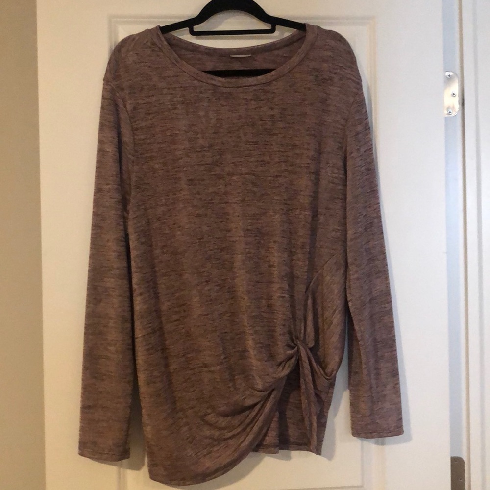 Mauve Long Sleeve Side Tie Detail Shirt